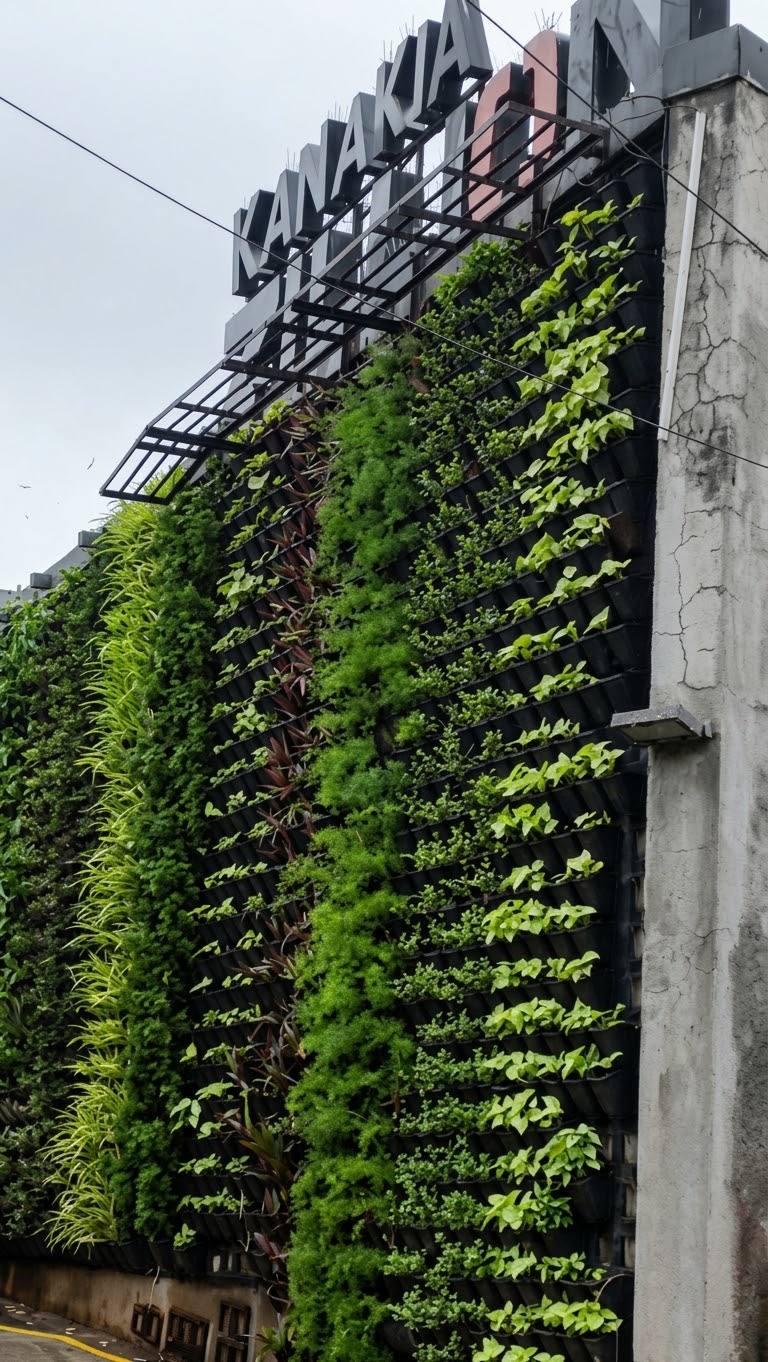Vertical garden on the façade of Kanakia Zillion, Kurla West